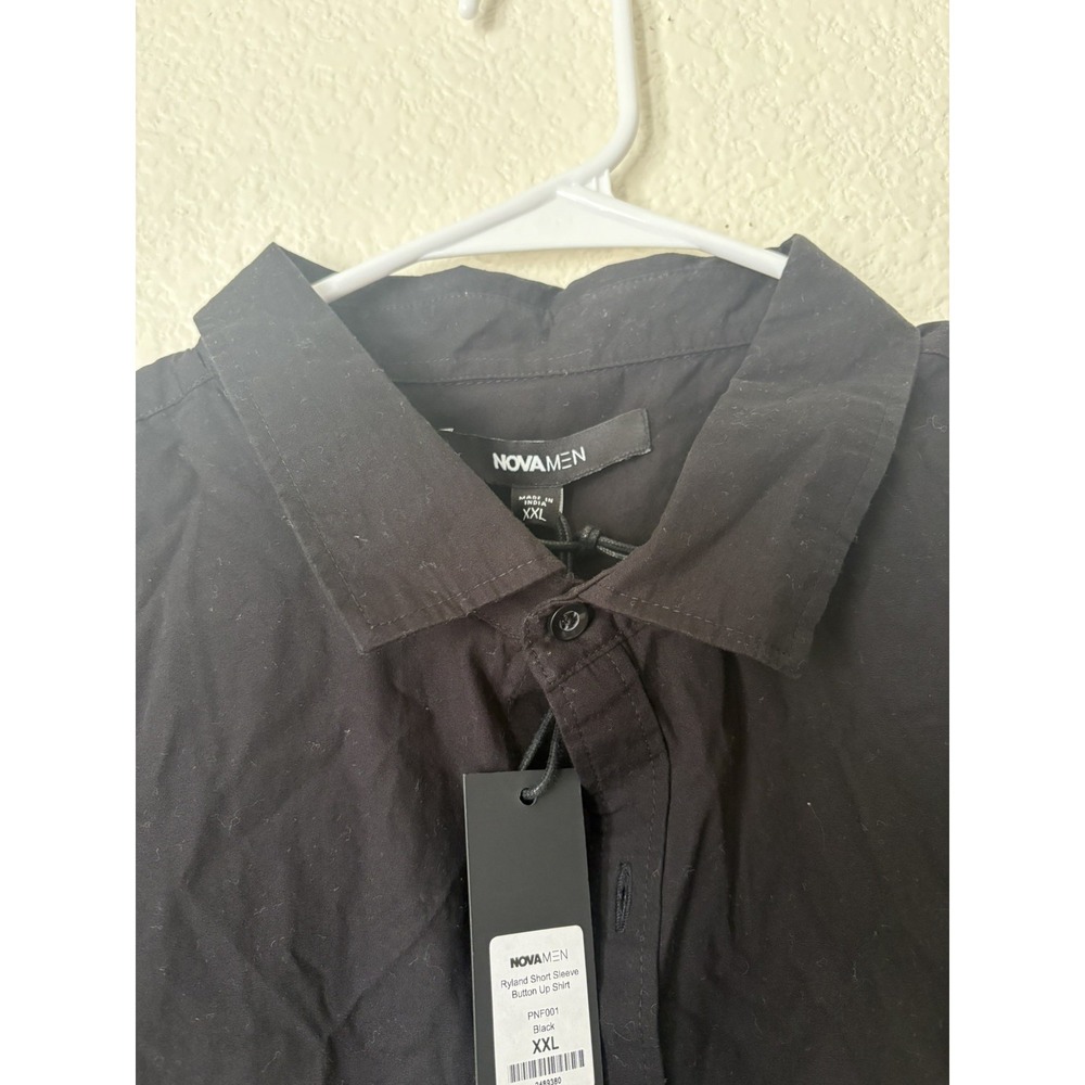 Fashion Nova Shirt Mens XXL‎ Black Button Up NWT Short Sleeve 2XL - Picture 3 of 12